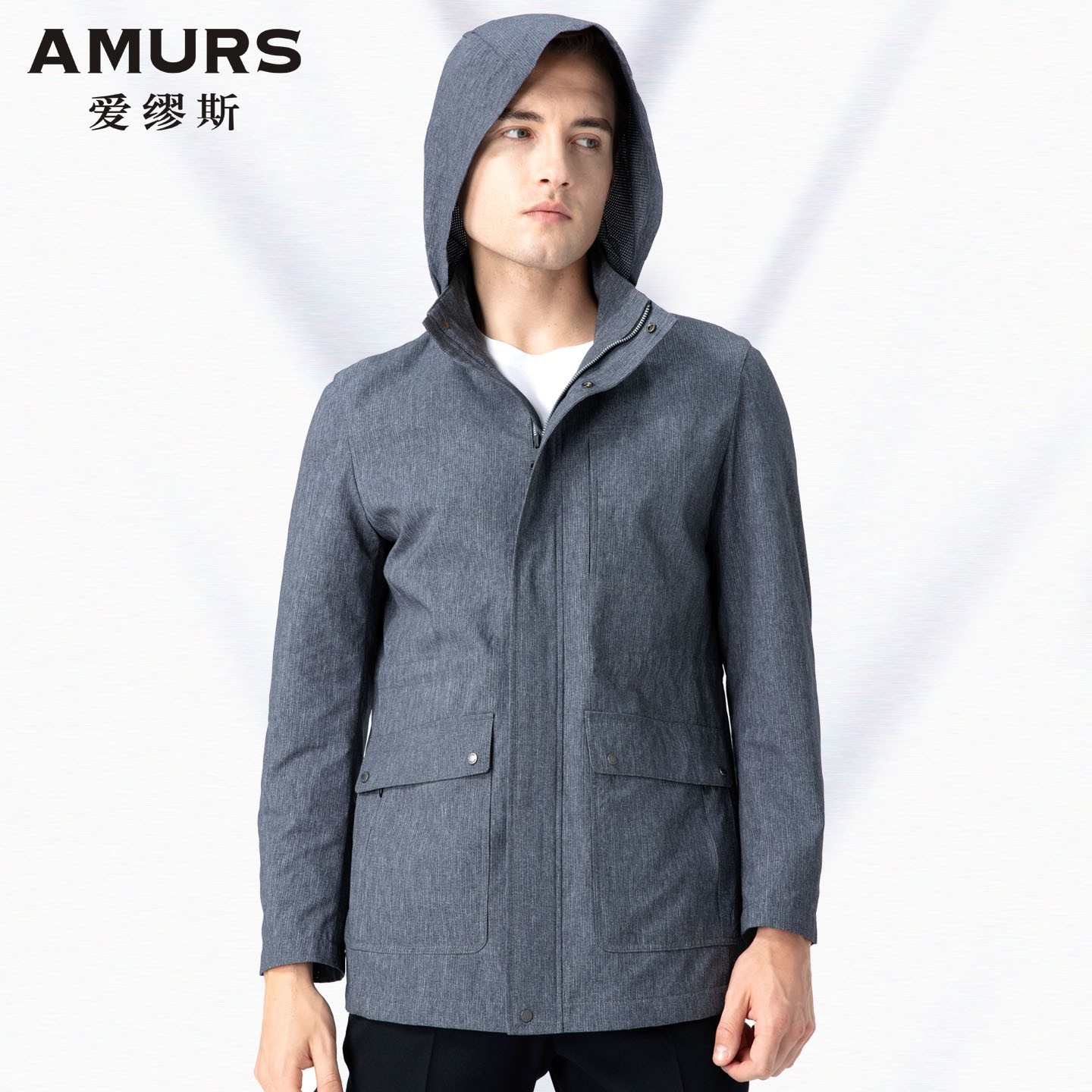 Amurs/爱缪斯都市休闲风衣男 春秋装新品宽松大码薄款上衣外套