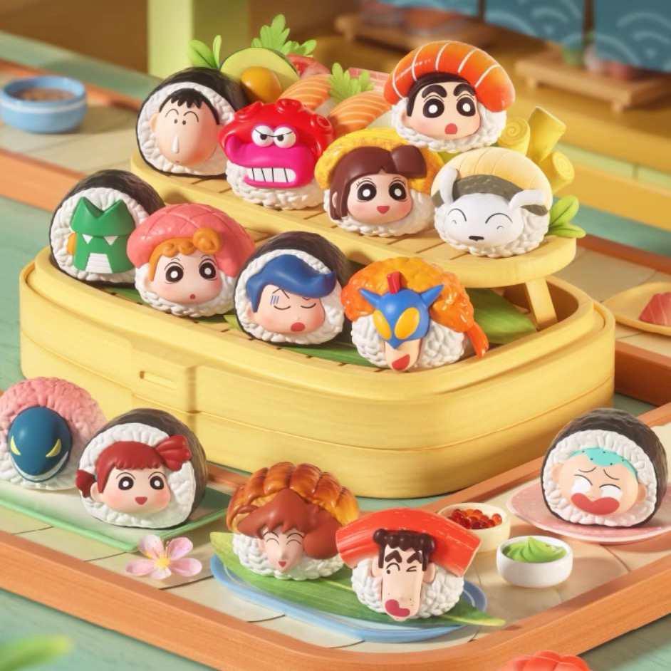 【蜡笔小新泡泡萌粒寿司系列】公仔萌粒正品盲盒摆件