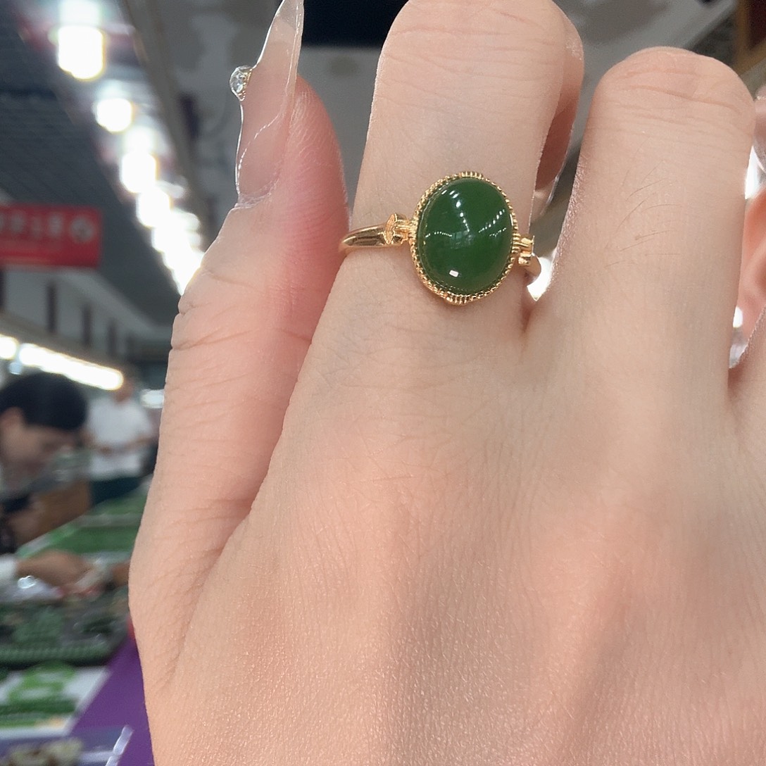 和田玉戒指银S925镶嵌