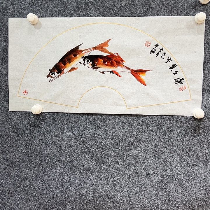 国画知鱼之乐纯手绘