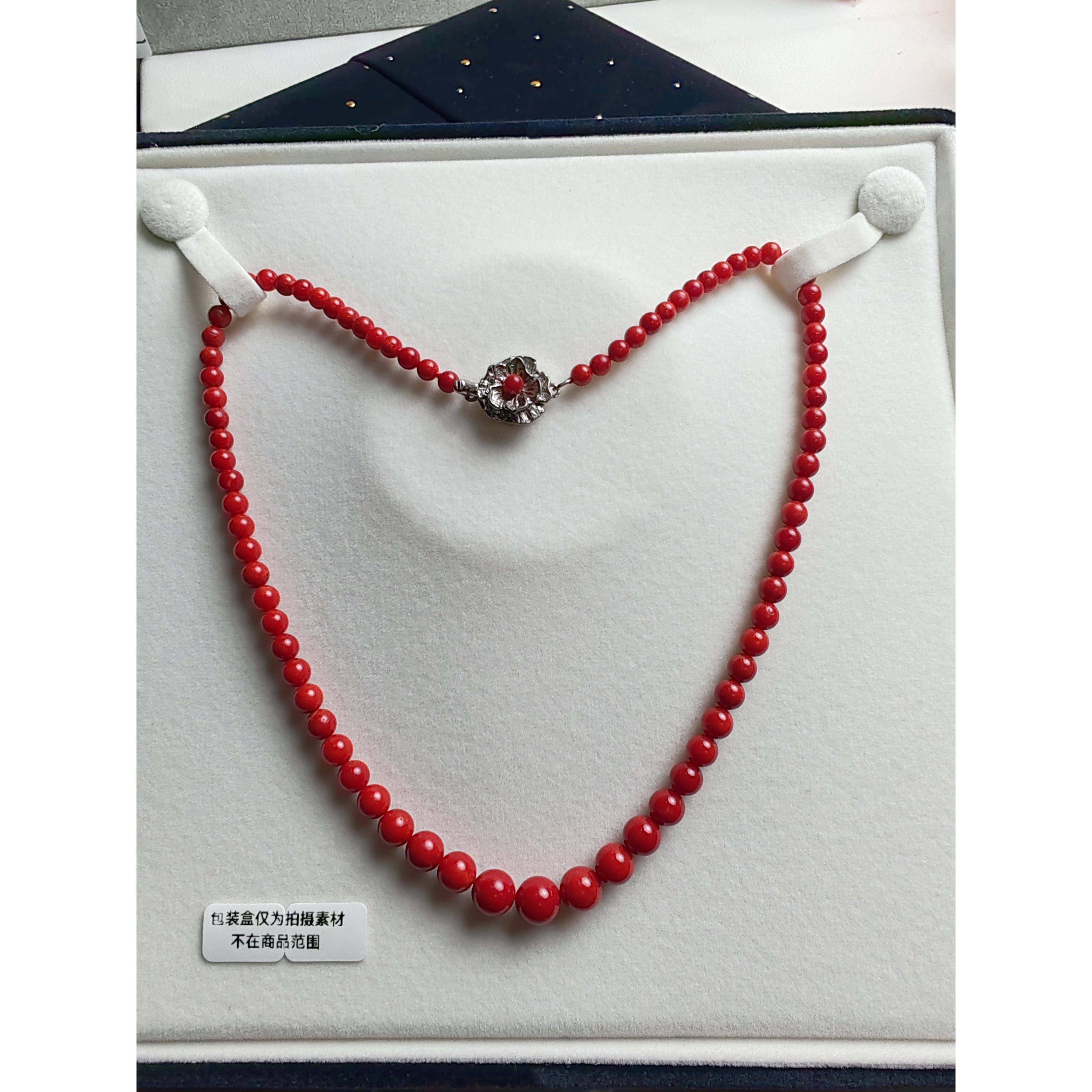 天然红珊瑚圆珠项链