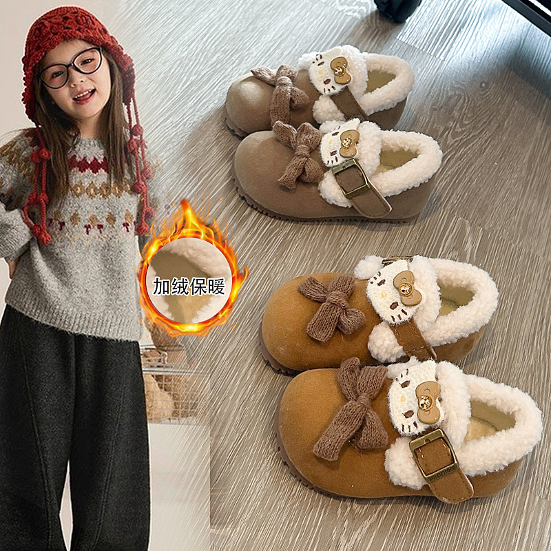 22-33女童卡通KT棉鞋2025秋冬新款儿童软底加绒女孩公主鞋宝宝鞋
