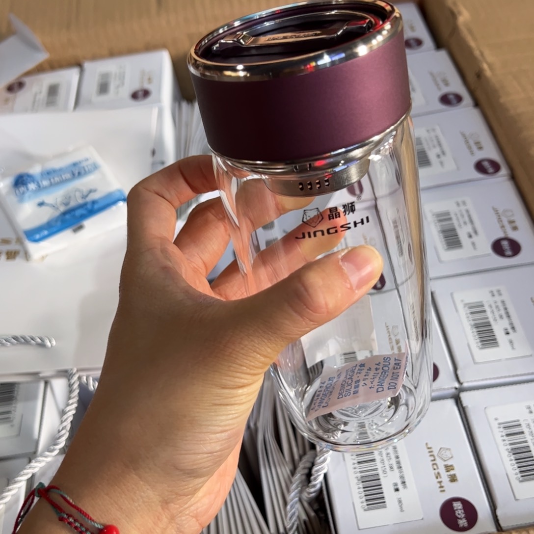 晶单层烫手玻璃杯380紫色玻璃杯380➕被套