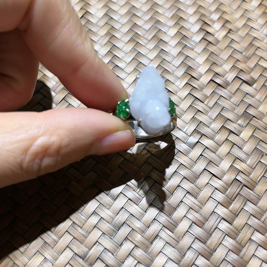 翡翠银S925镶嵌戒指个性十足时尚
