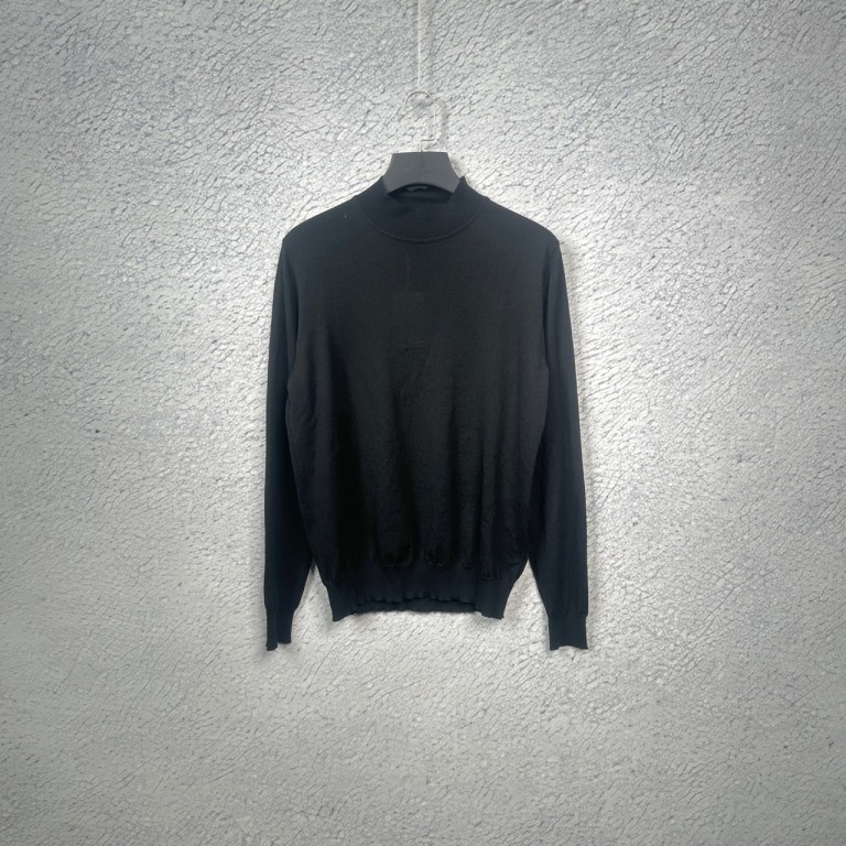 全新未使用 Prada/普拉达 黑色半高领羊绒针织衫/50码