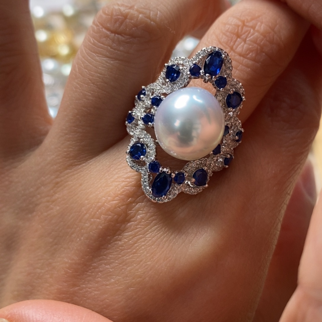 海水珍珠戒指银S925镶嵌