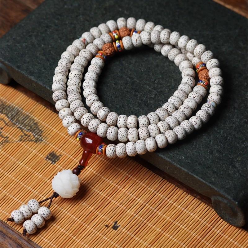 海南星月菩提干磨珠108颗佛珠手串脖挂念珠高油高密星月菩提文玩