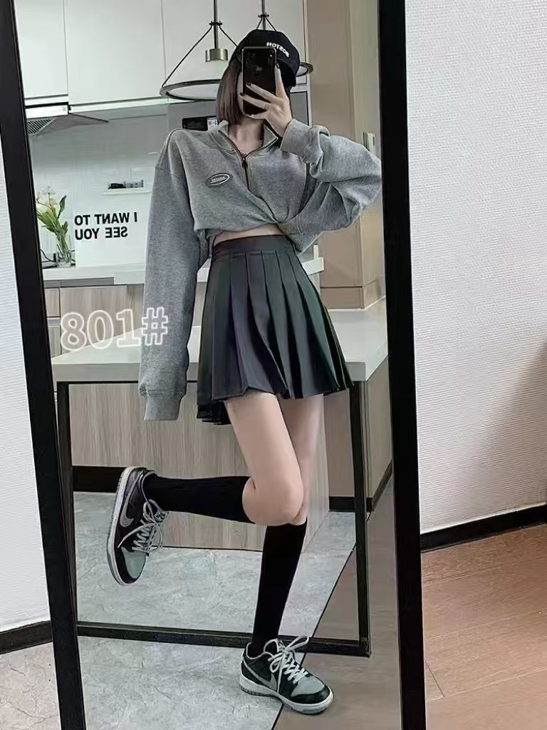 808半身裙女2025春夏新款高腰短裙学院风西装裙子a