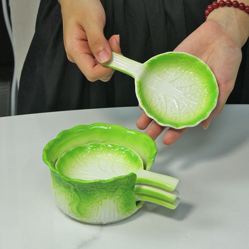 陶瓷白菜味碟蘸料碟手柄碟 家用调味碟 烤肉蘸料碟 收纳装