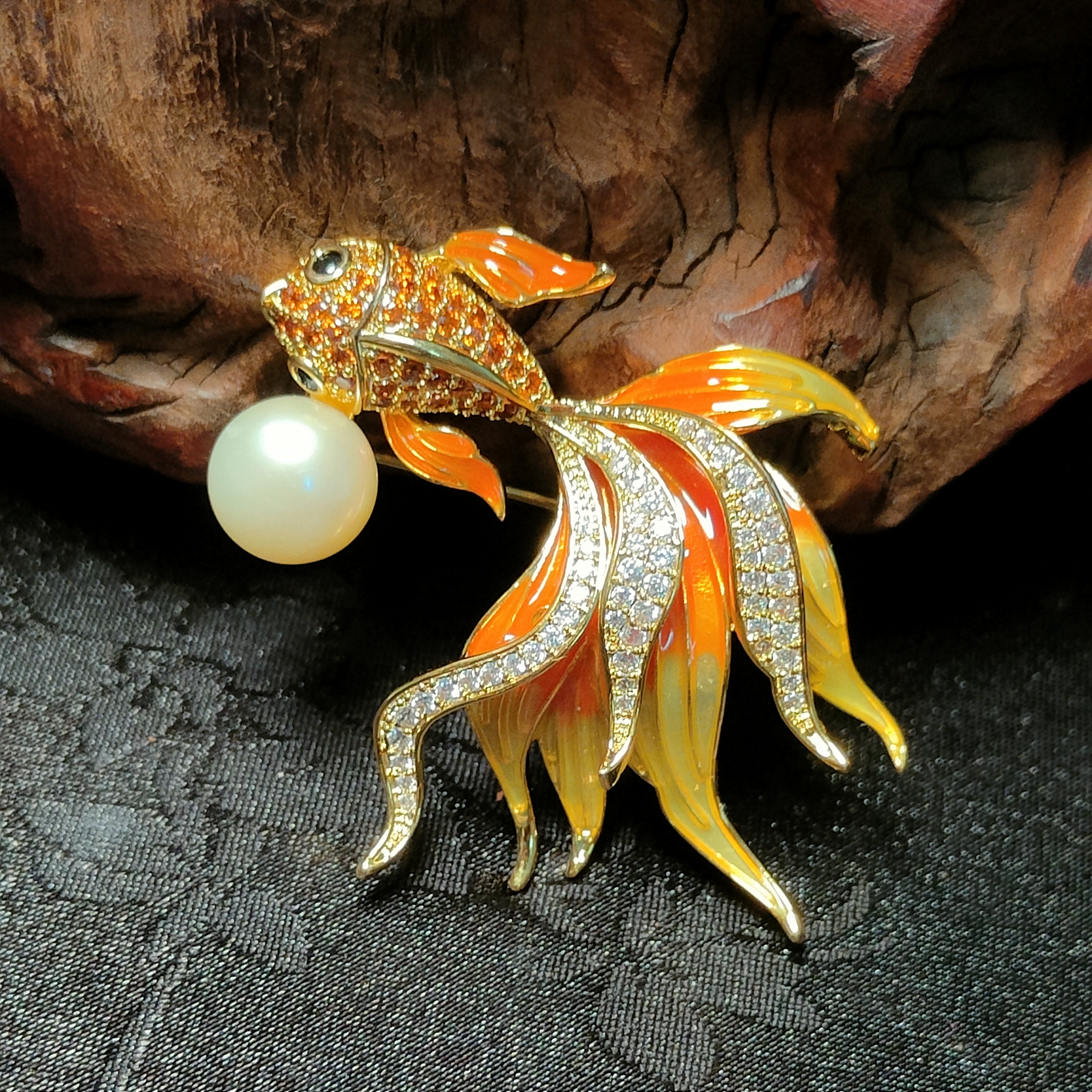 珍珠金鱼胸针【5773D】