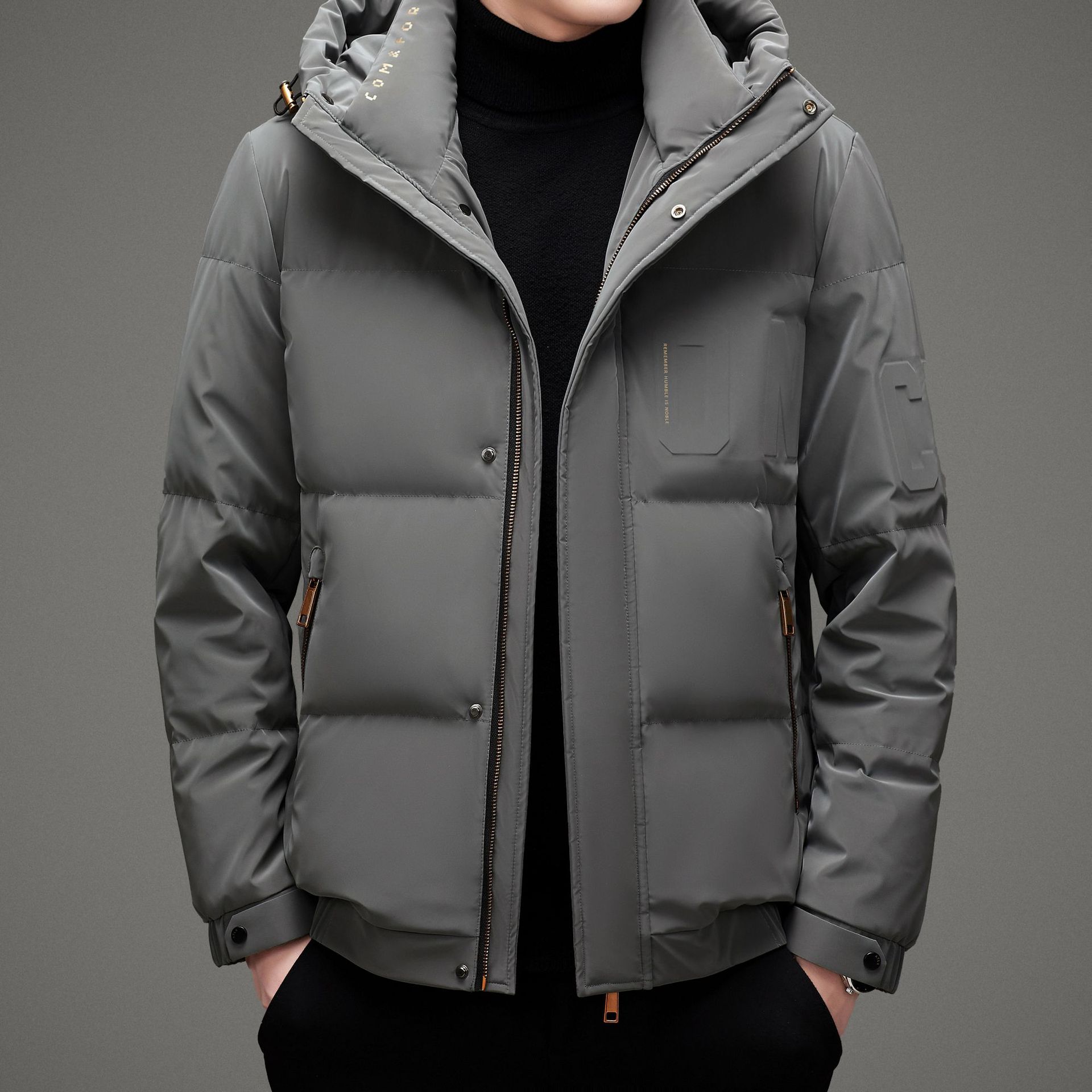 K2（优品2号）男装秋冬季男款式短款连帽户外加绒加厚保暖服外套 