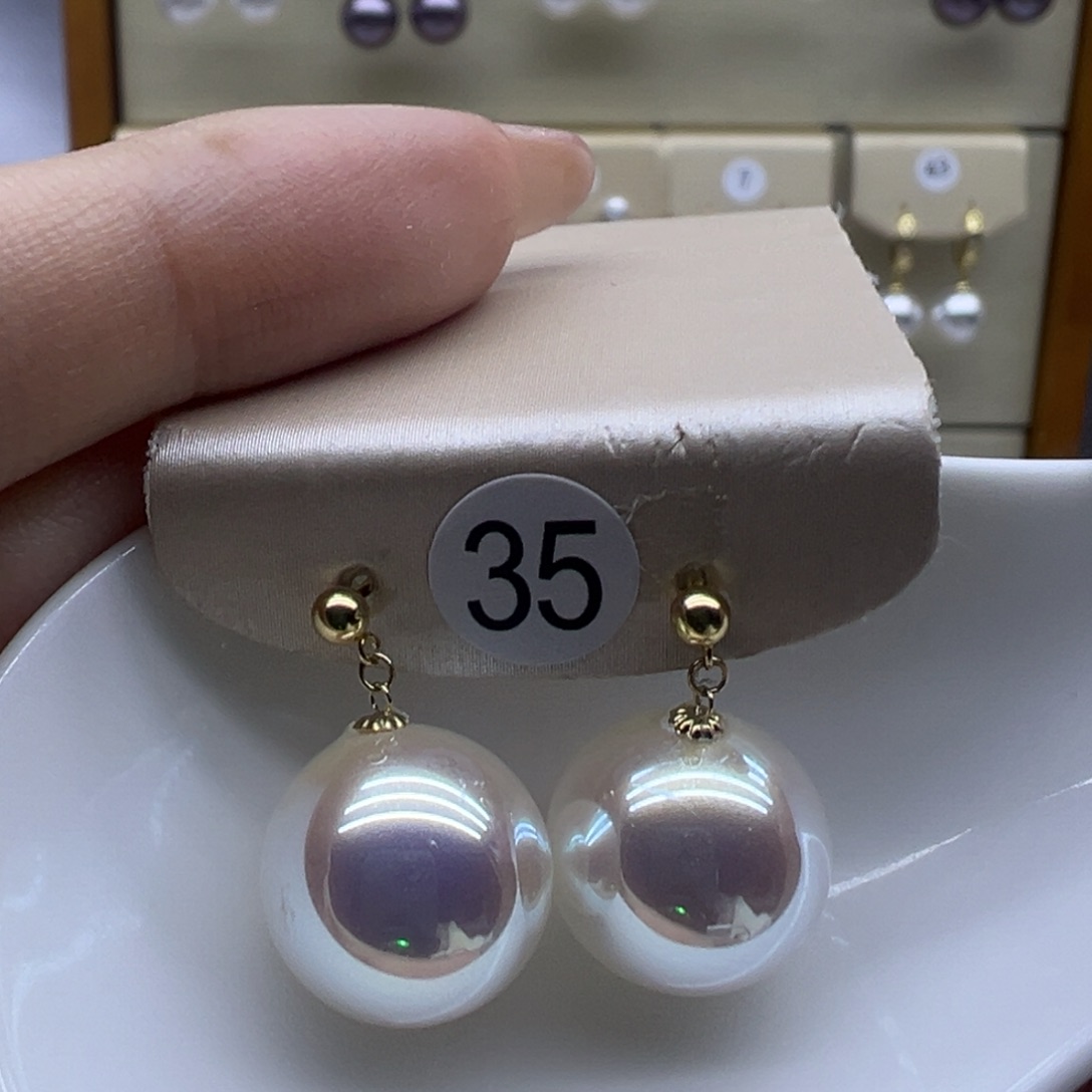 18K金镶嵌淡水珍珠耳饰