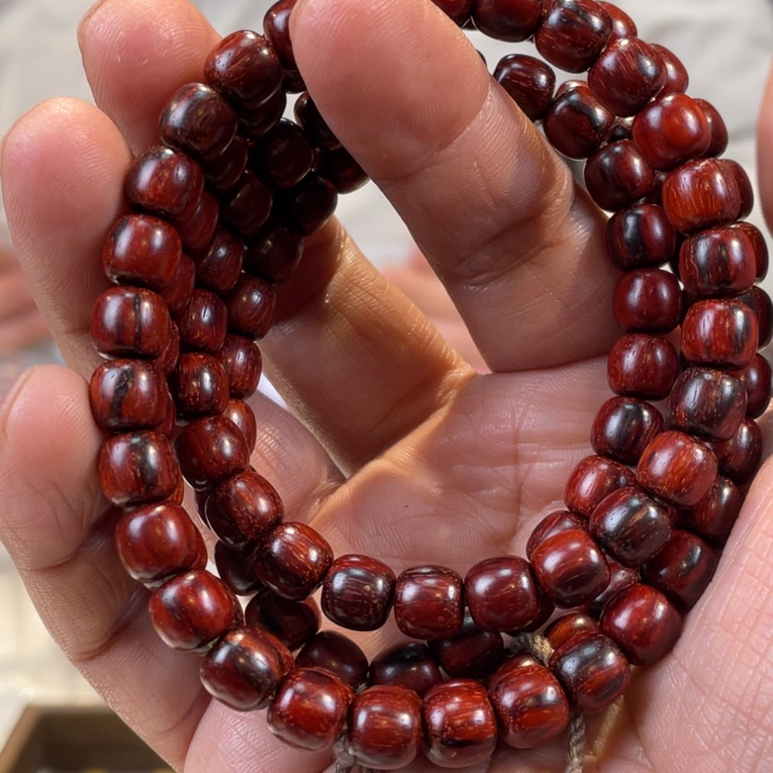 檀香紫檀（小叶紫檀）0708的108颗玉化琴料满星170号