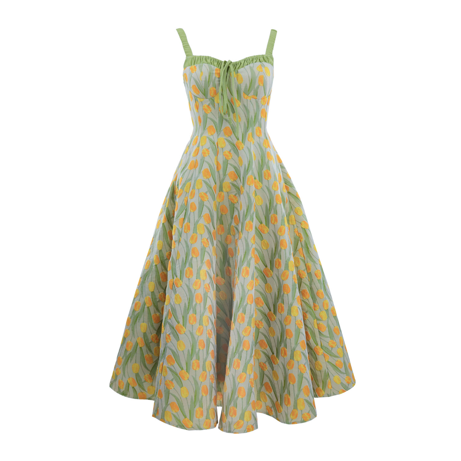 LAOXIAO【盛夏郁金香】法式原创设计师吊带度假风小个子连衣裙482