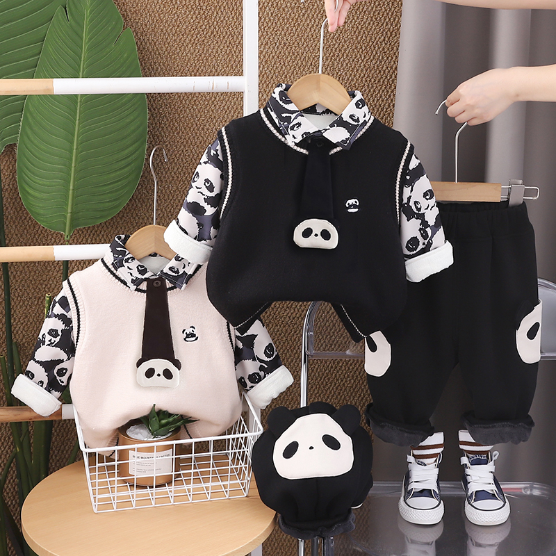 休闲风春秋拉链厚款男冬季套装童装男童秋冬长袖秋季衬衫儿童韩版