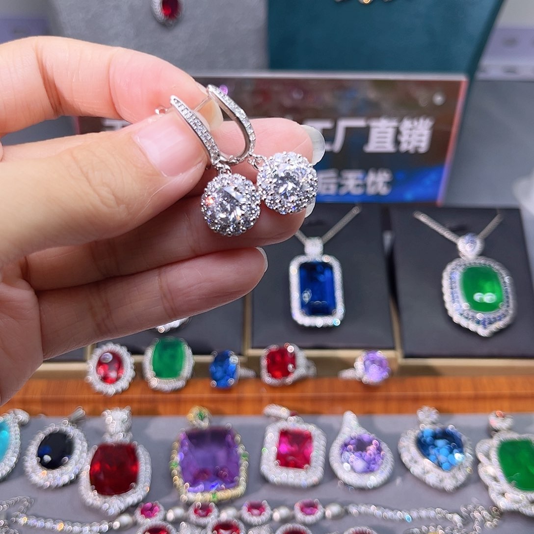 耳饰蓝宝石银S925镶嵌m 39