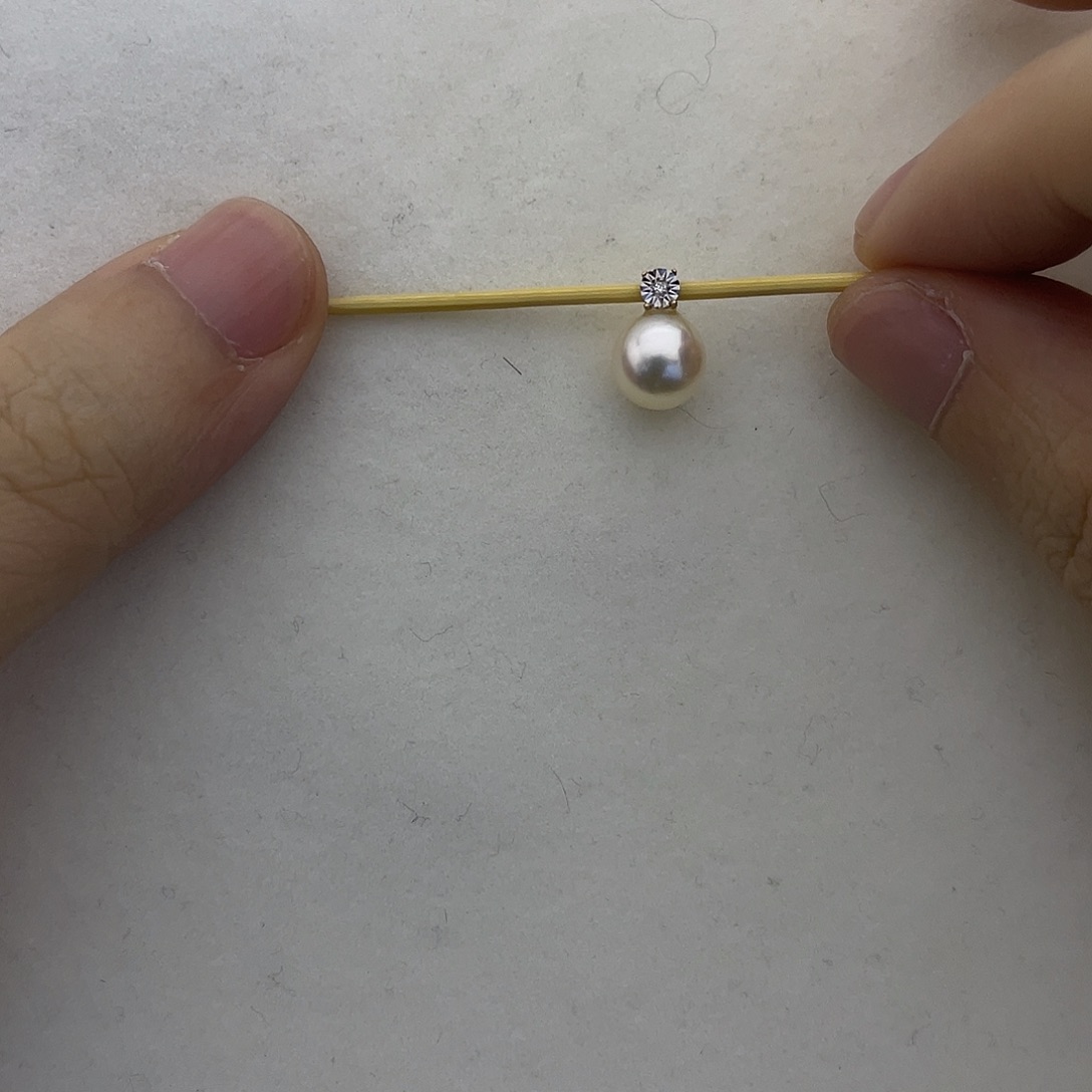 海水珍珠吊坠(赠链)18K金镶嵌7.5-8戴妃吊坠