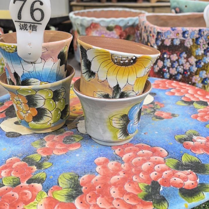 红泥花盆景德镇陶瓷