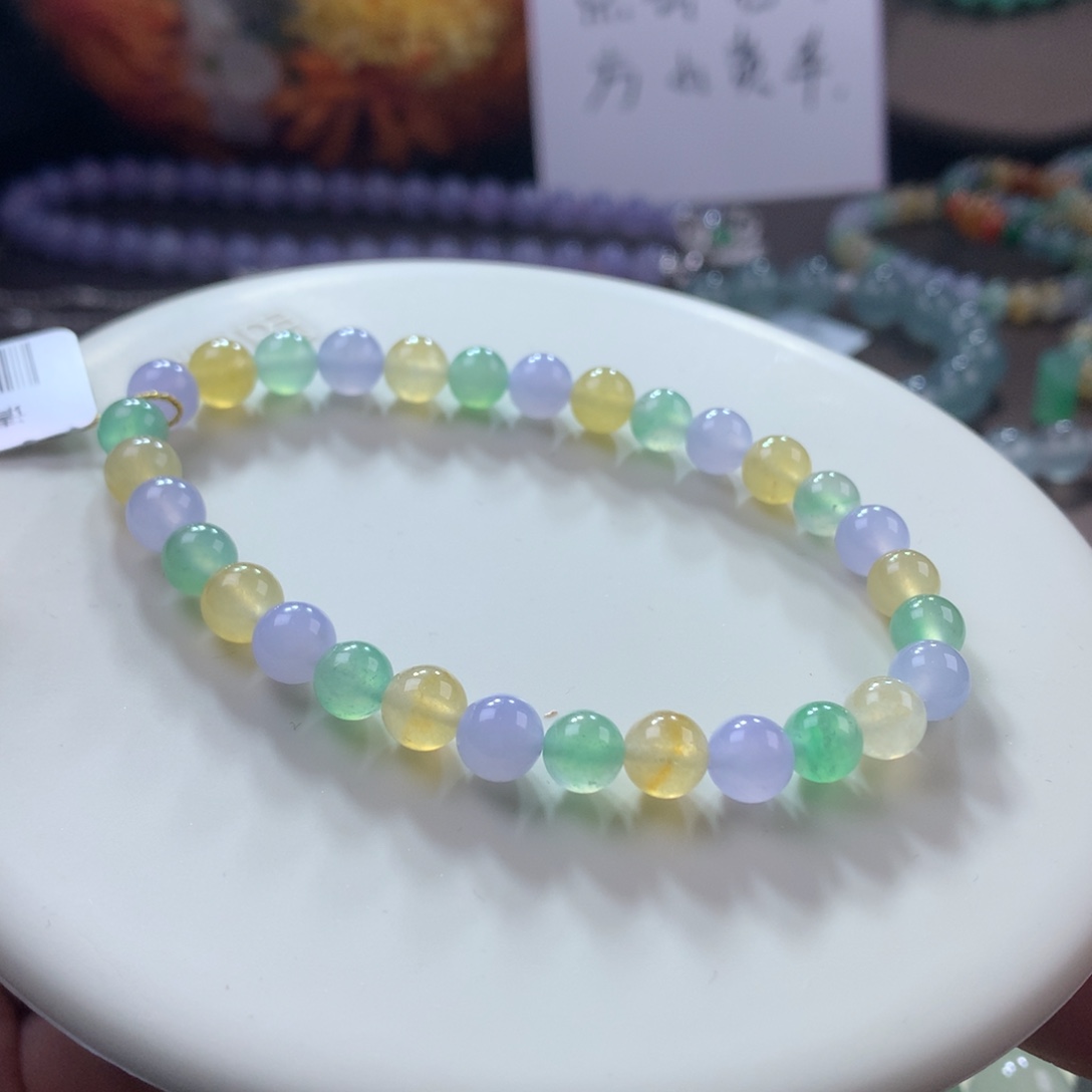 翡翠手链未镶嵌冰胶甜美马卡龙手串