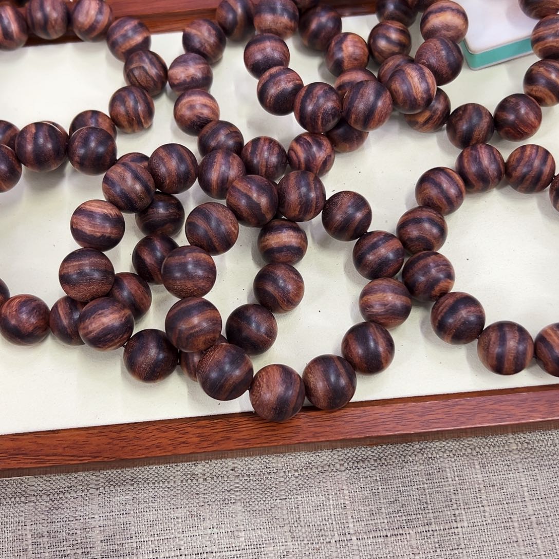 黄花梨/降香黄檀手串/手链20mm圆珠大黑线粗抛无胶无腊