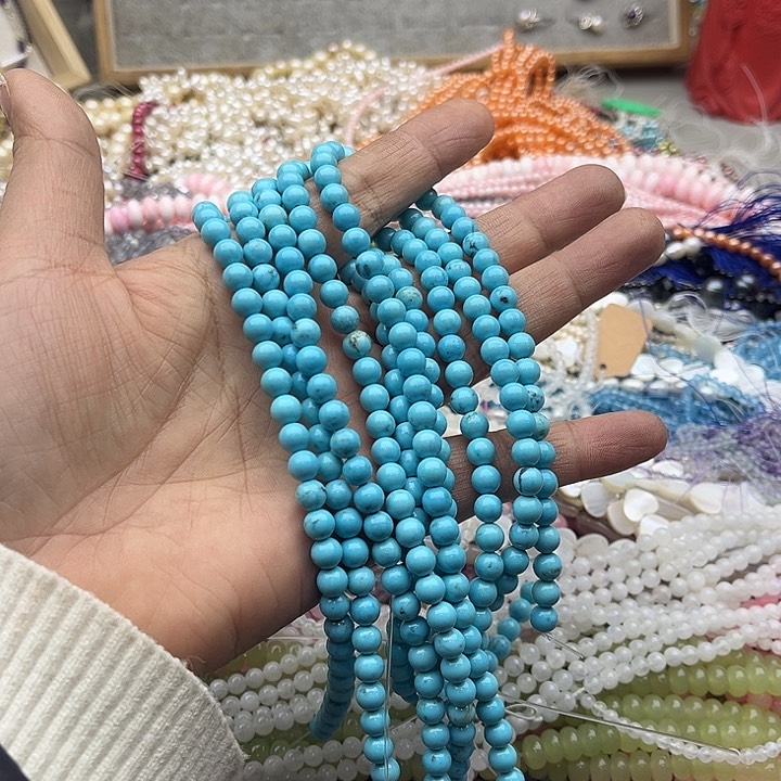 玛瑙/玉髓珠宝半成品未镶嵌一条6mm蓝松