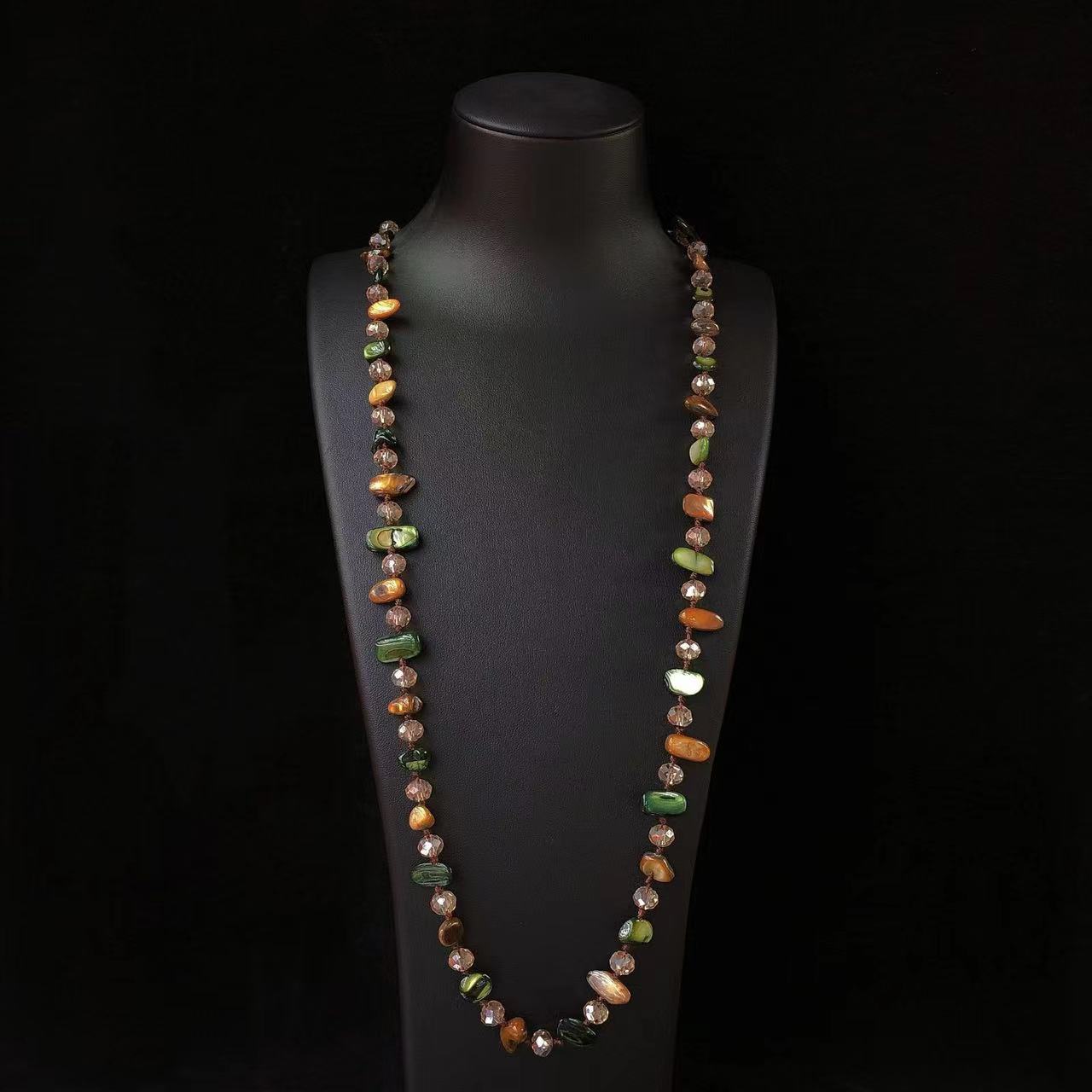  【AIYO】 彩石流光系列 长款复古秋冬美拉德混搭项链