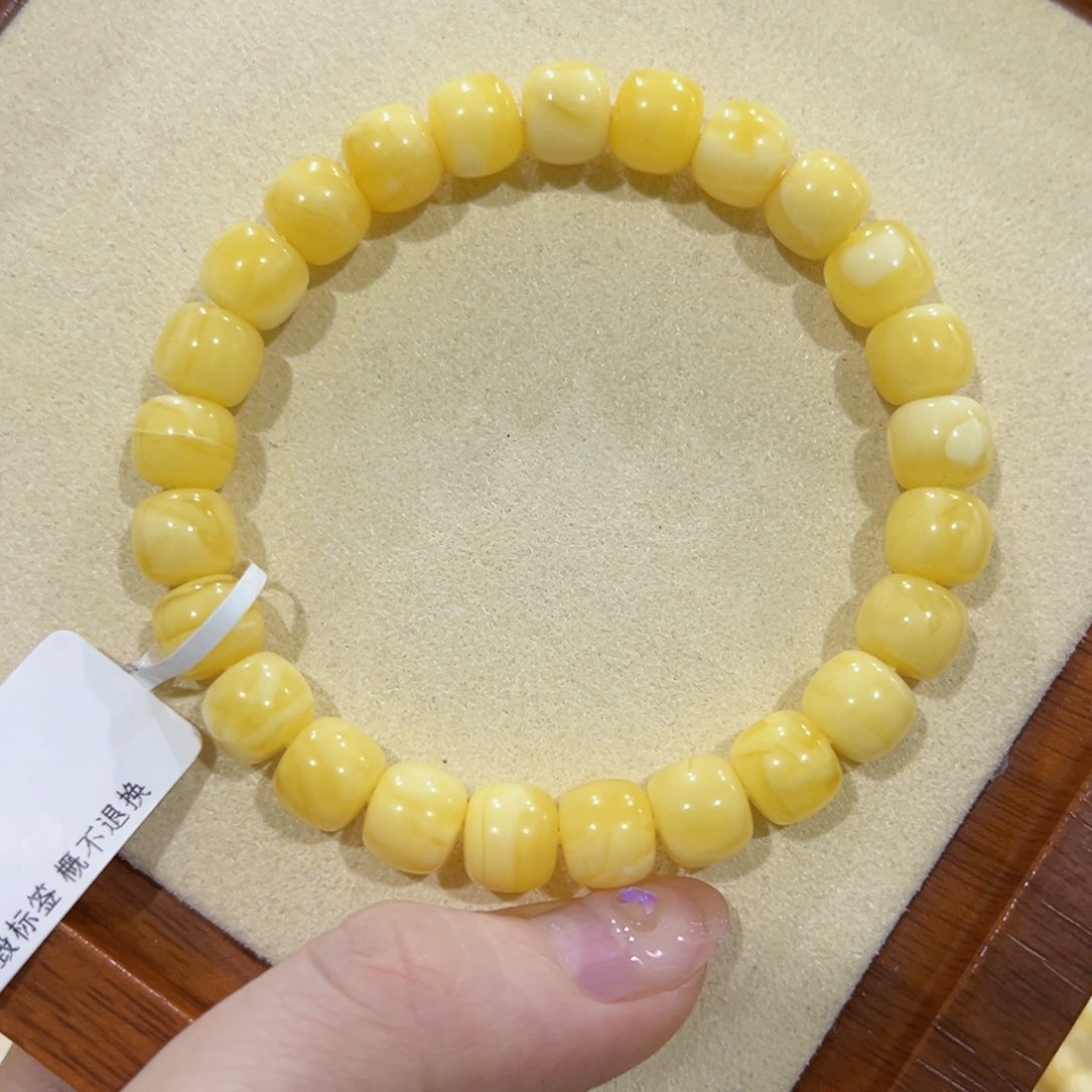 蜜蜡手链未镶嵌8.8m浓蜡奶黄