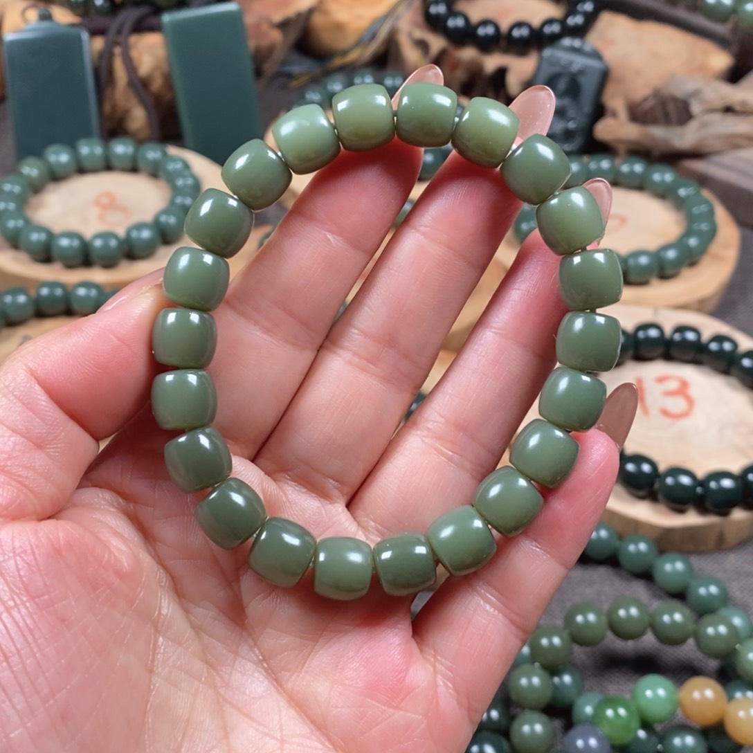 和田玉（青玉）手链未镶嵌