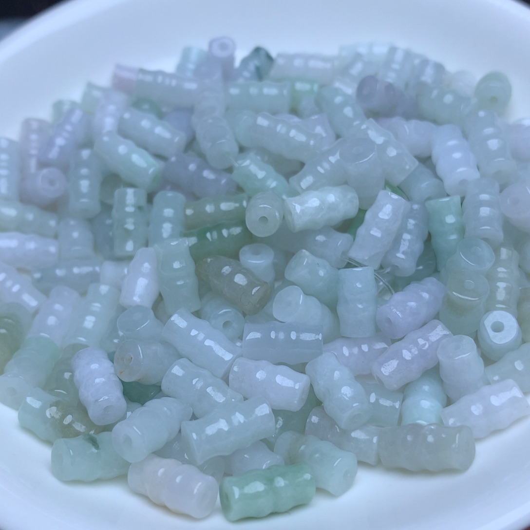 【闪购商品】翡翠手链未镶嵌卡5乘9冰绿白竹节100个