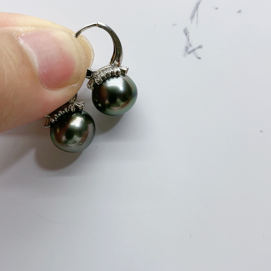 海水珍珠耳饰银S925镶嵌
