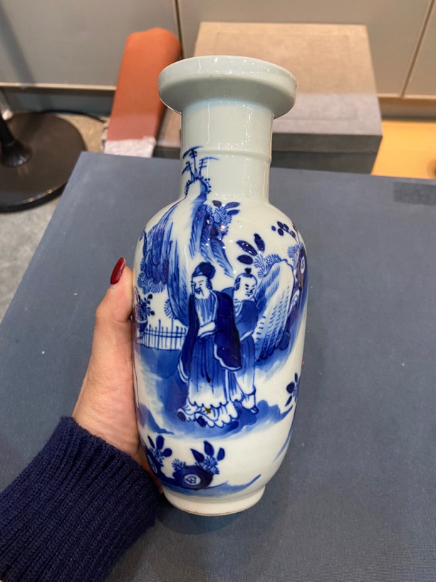 现代工艺品，青花棒槌瓶