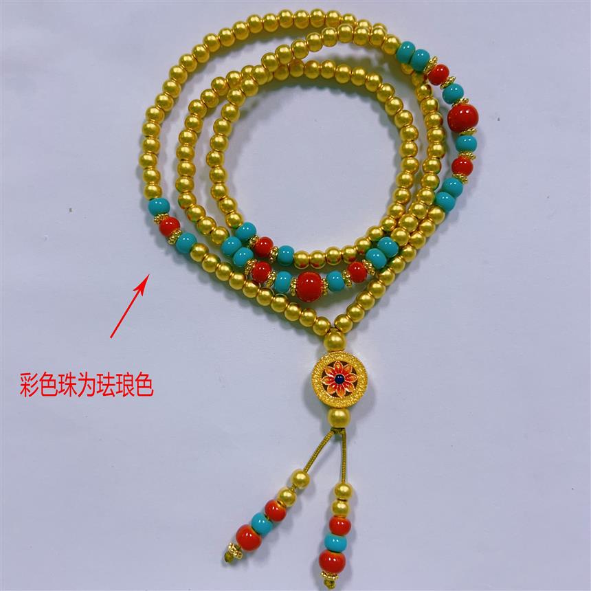 恒宝福【秋秋专享】足金999  无氰硬金国风宝相花项链