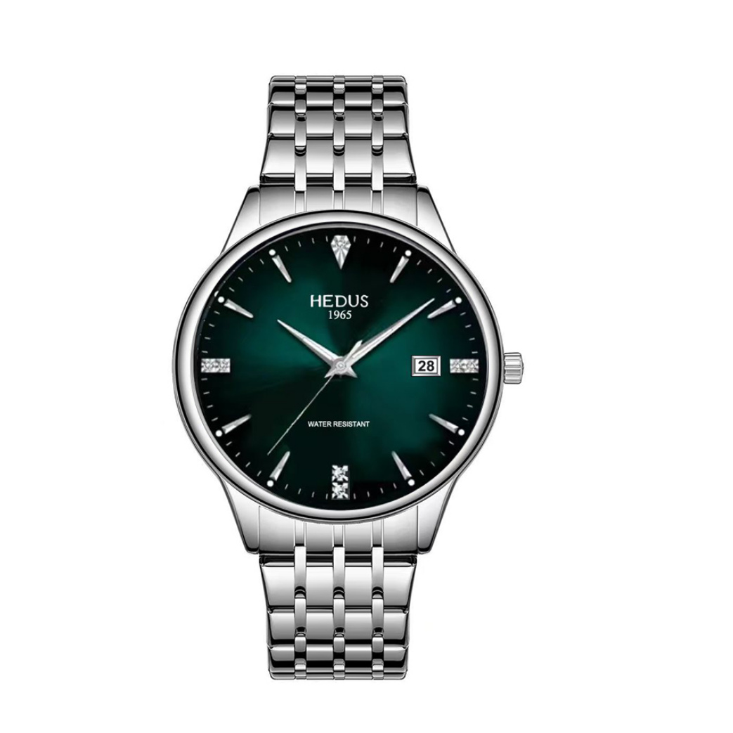 【05号】亨达时/HEDUS防水简约单日历 俊雅系列海王绿 男款腕表-夏