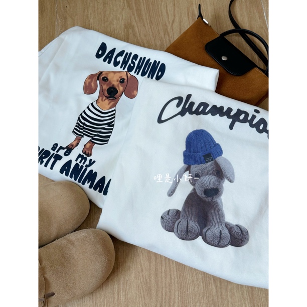 【好搭小狗】单侧开衩更有亮点！磨毛更显质感！秋冬水染印内搭T恤