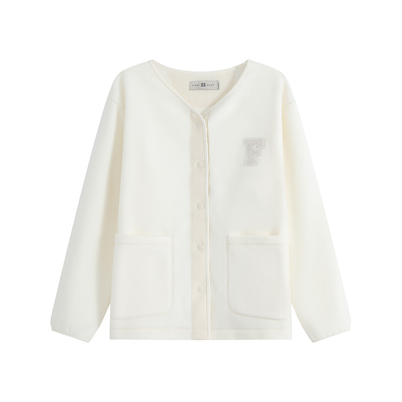 女式气凝胶粒绒 舒暖百搭无领外套