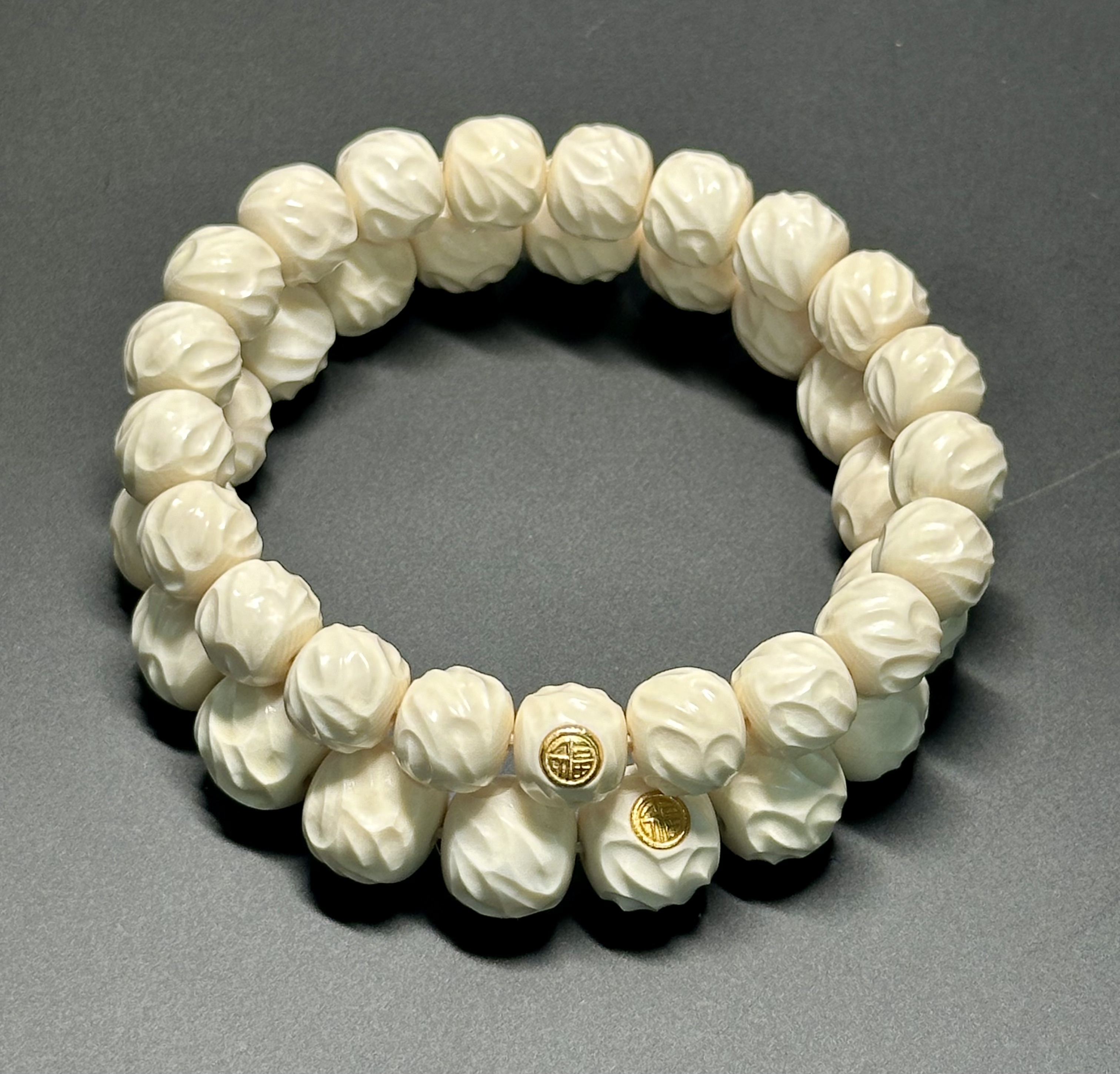 天然猛犸牙—精工【火焰纹无相】金标是银镀金