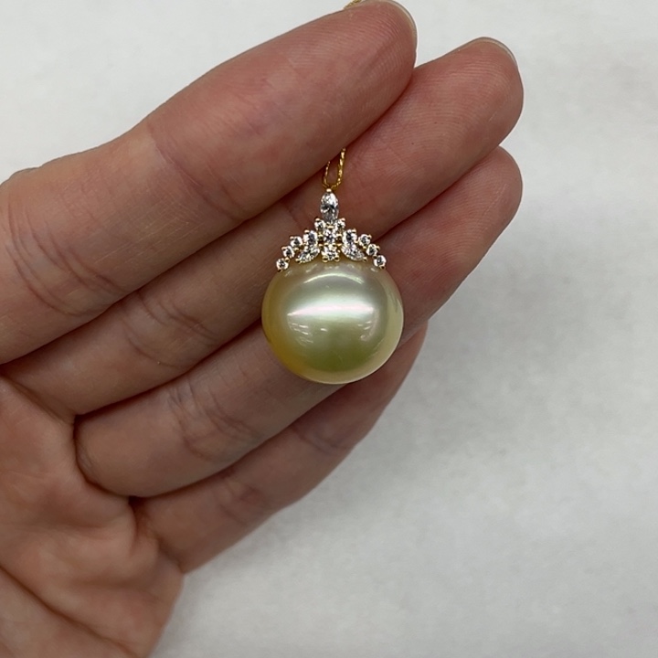 海水珍珠颈饰18K金镶嵌金珠 16-17mm 162号