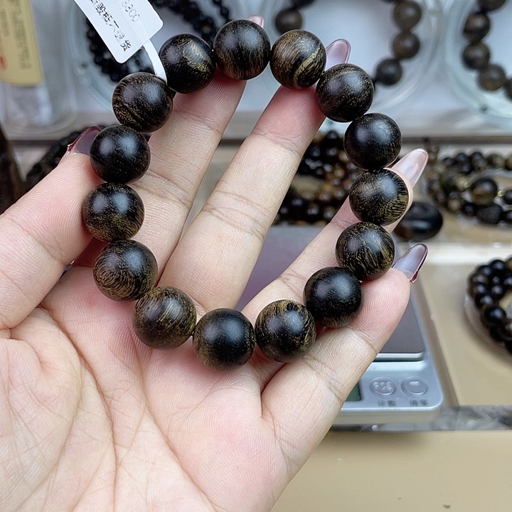 沉香手串老*油越南芽庄白奇玉化留疤嘤子虎斑