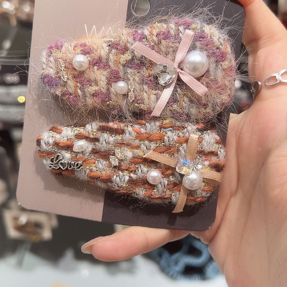 皮质铁合金小香拼色掰掰夹