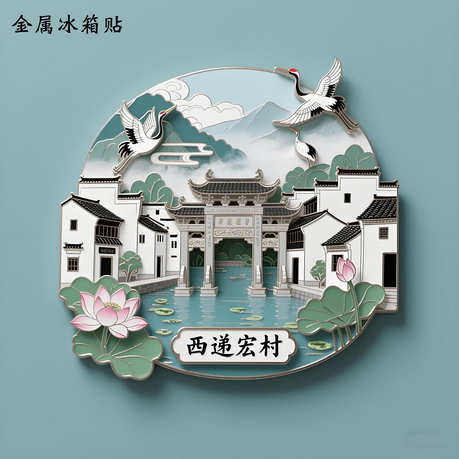 安徽西递宏村金属冰箱贴磁吸文创纪念品国风个性创意送礼物
