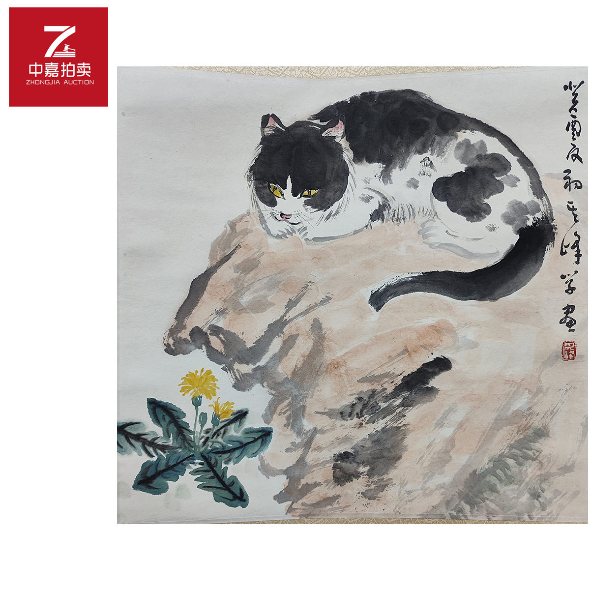 2-2-2 0015孙其峰绘画立轴猫47x48