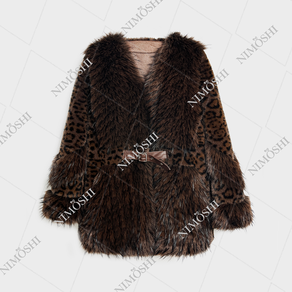  NIMðSHI【莎莎】冬季豹纹高级感洋气大衣女外套气质百搭L5012