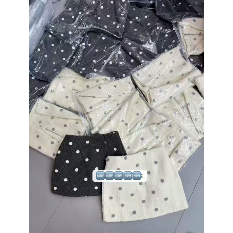悠悠 泡菜洋气韩系千金风波点显瘦糕羔毛短裙