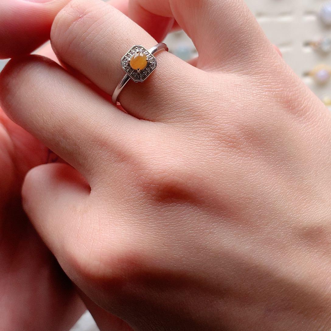 翡翠戒指银S925镶嵌0034