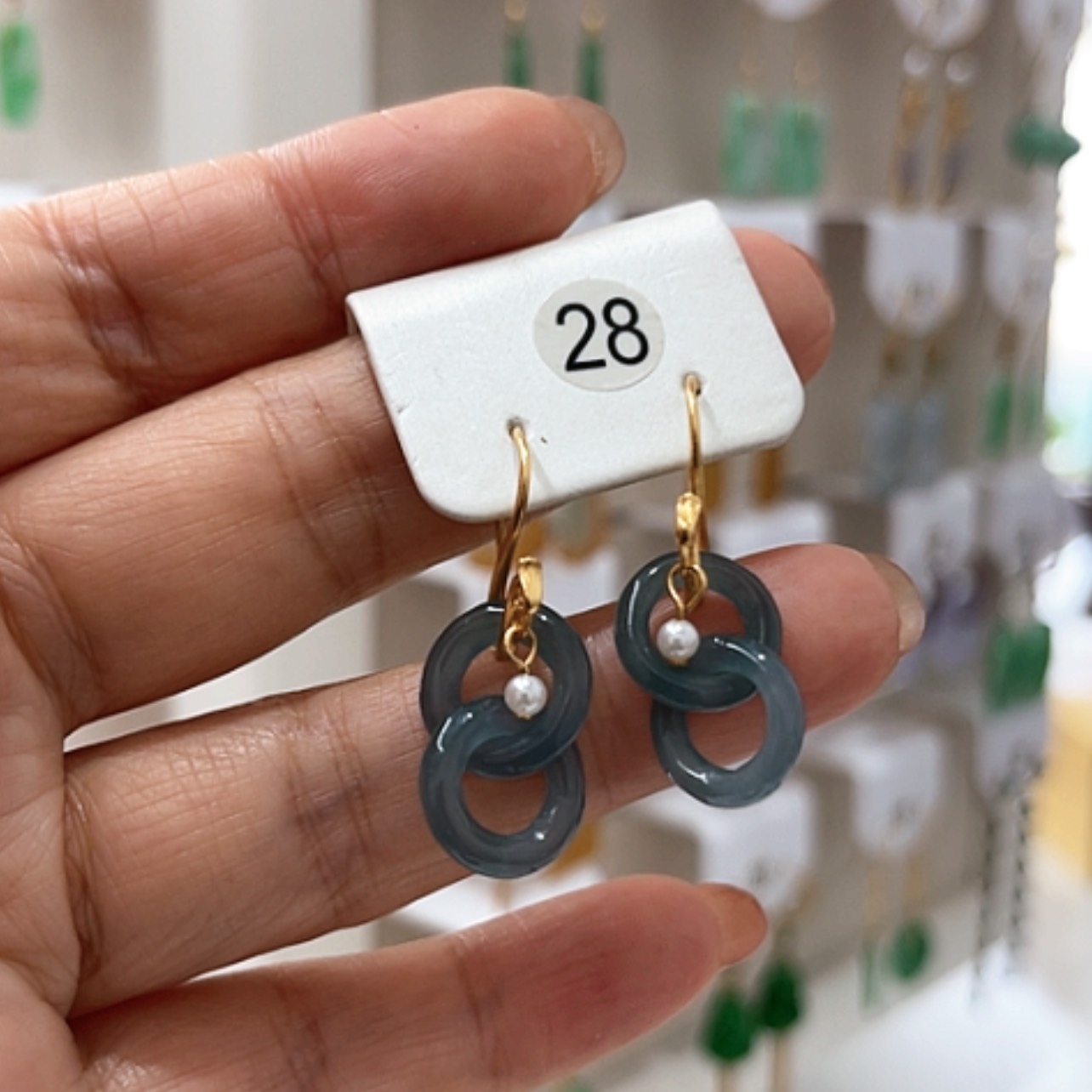 【闪购商品】翡翠耳饰银S925镶嵌翡翠耳坠