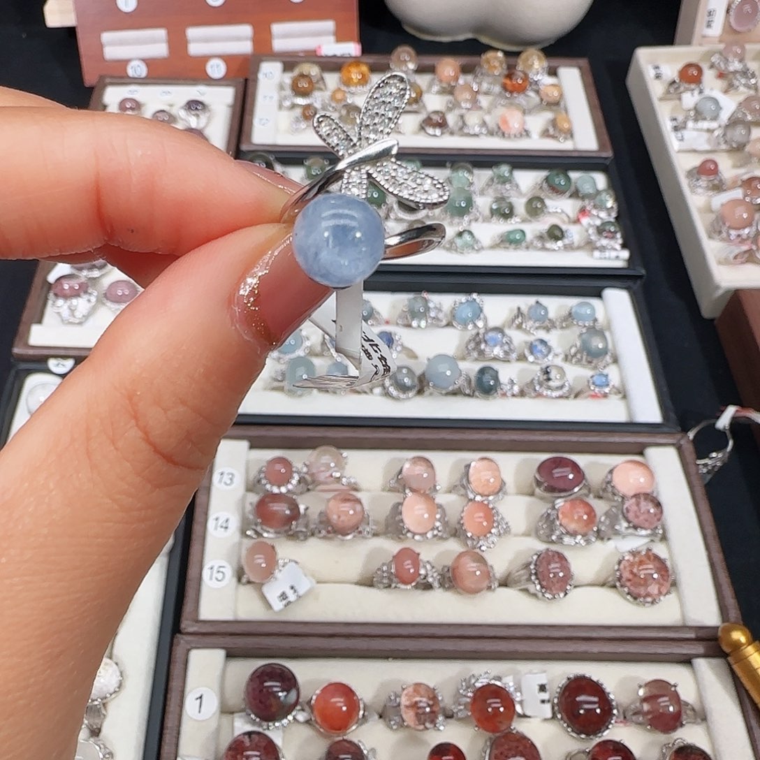 糖***糖大理石纯铜蓝线戒指