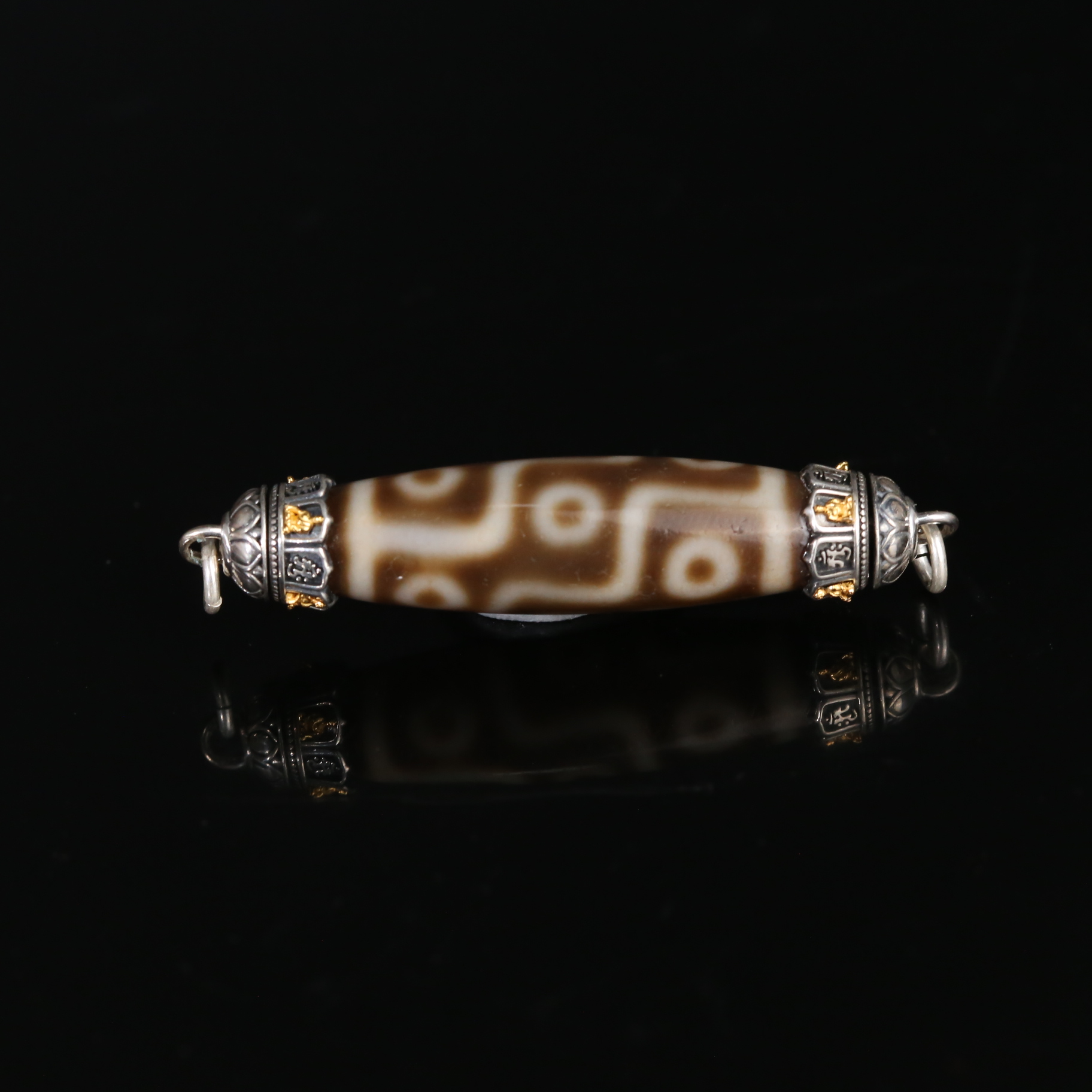 二十世纪台珠九眼玛瑙天珠脖挂项链【文物宝库】AABS2507248003