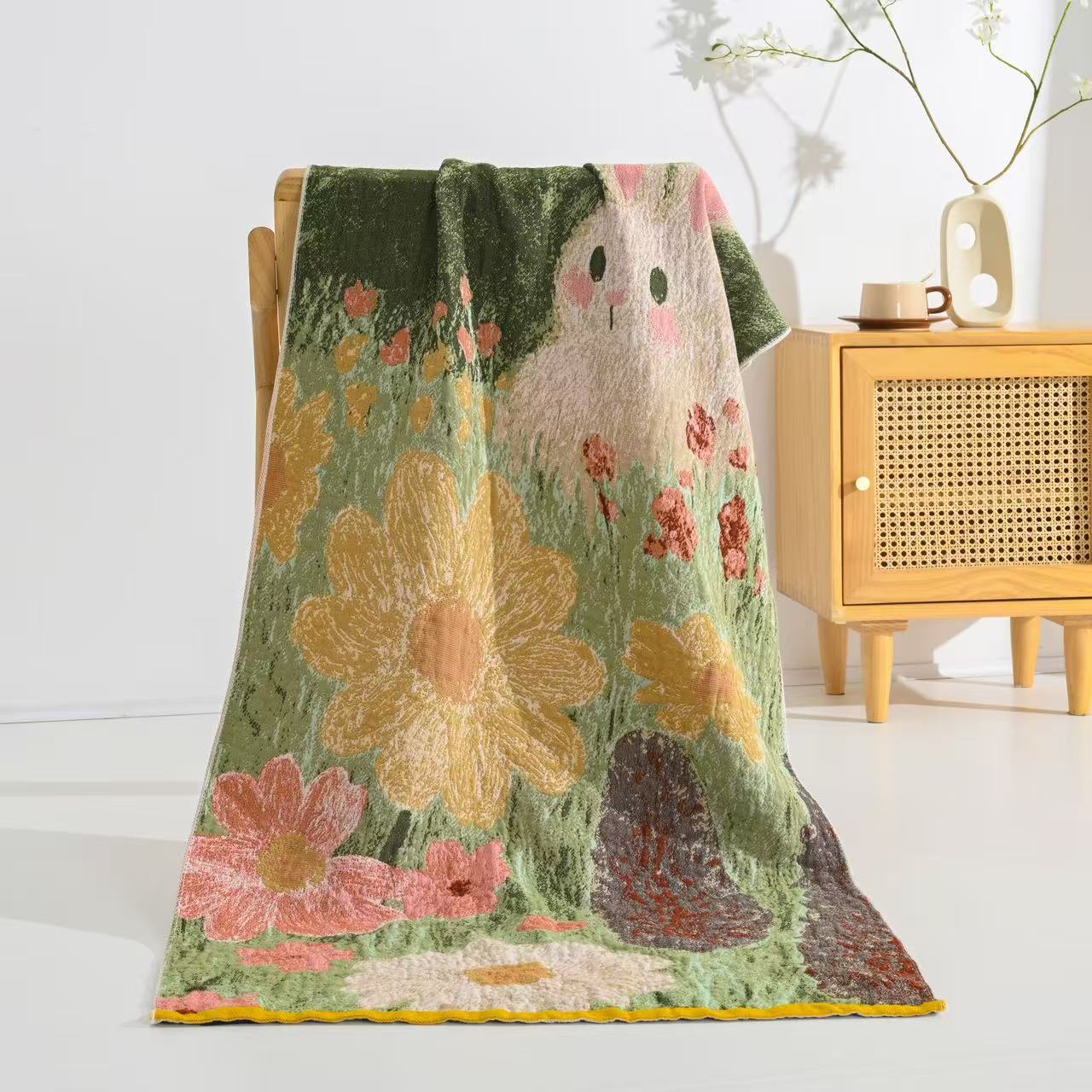 【油画风浴巾】75/150不起球可机洗柔软亲肤多功能纱布浴巾毯子披肩