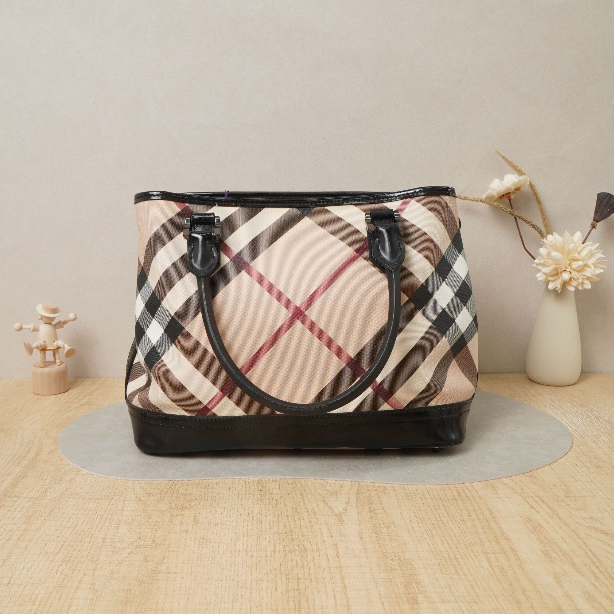 95新 BURBERRY/博柏利 博柏利格纹托特包/DS040216