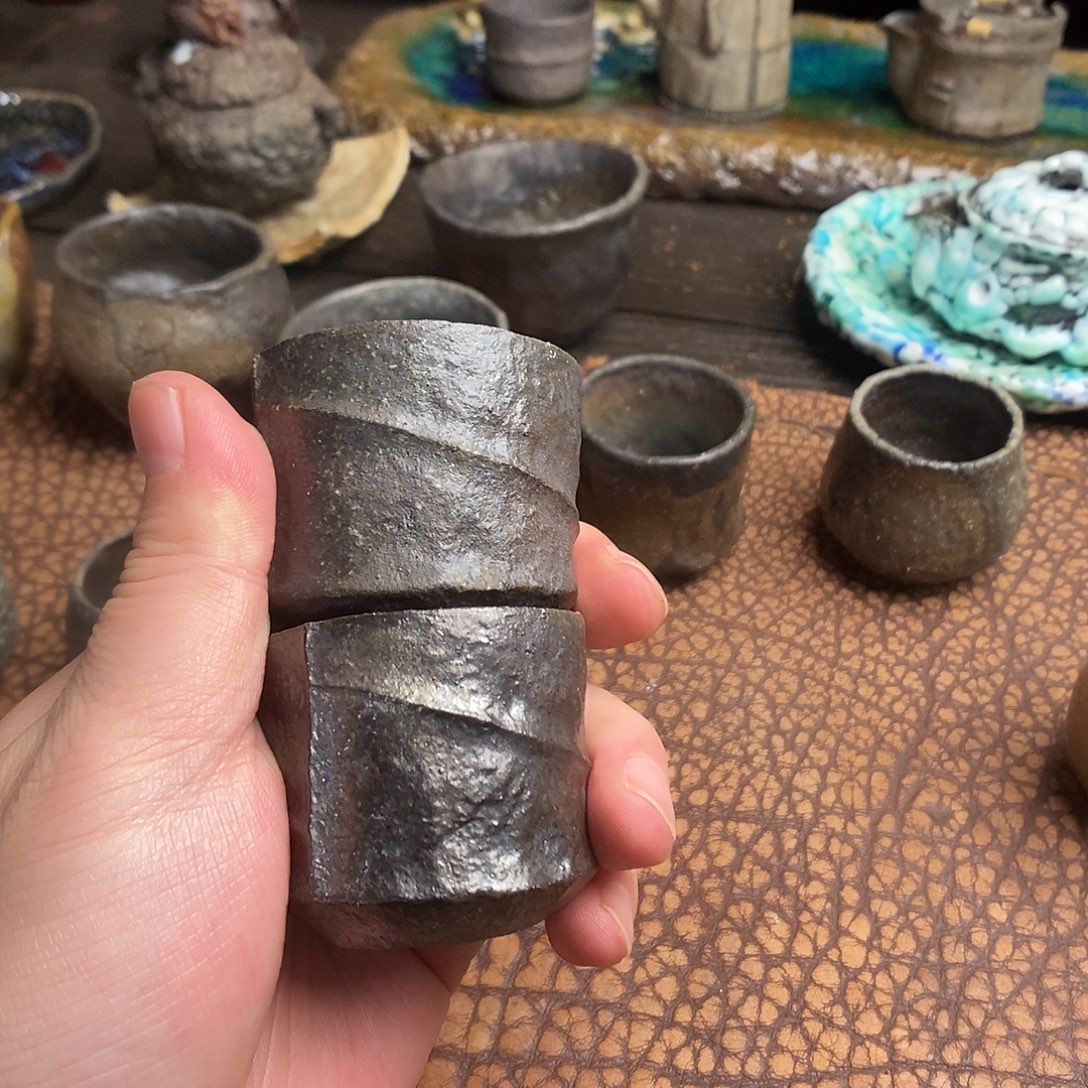 山***猫手工制作柴烧茶具